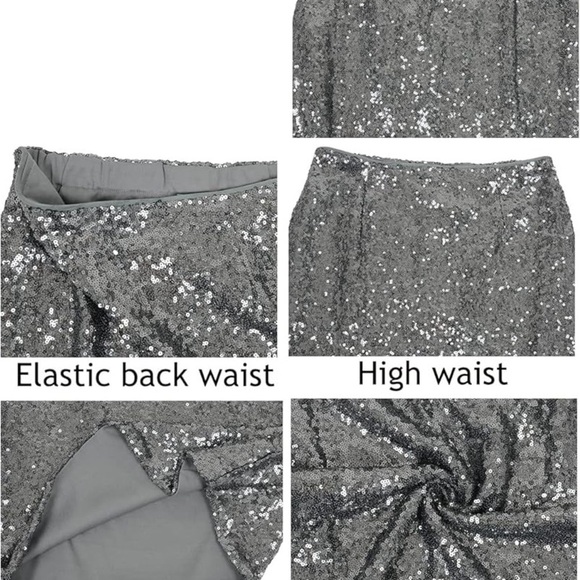 Anna-Kaci High Waist Sparkly Sequins Midi Skirt Pencil Cocktail Party Skirt - Picture 3 of 7